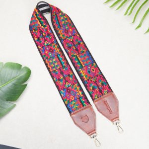 Embroidered Bag Strap Camera Strap Floral Flowers Leather Faja Guatemala