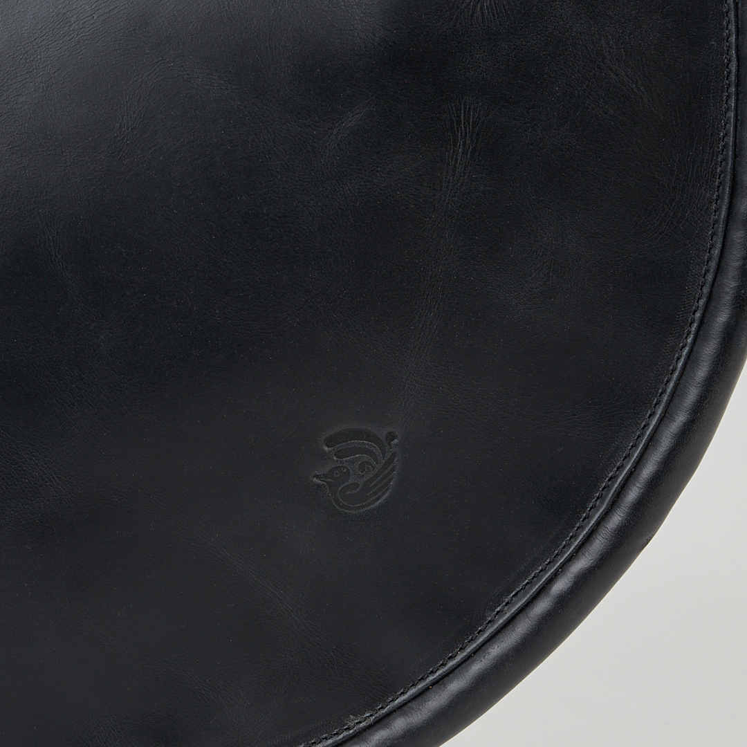 Carmen Round Leather Tote in Black - Image 4