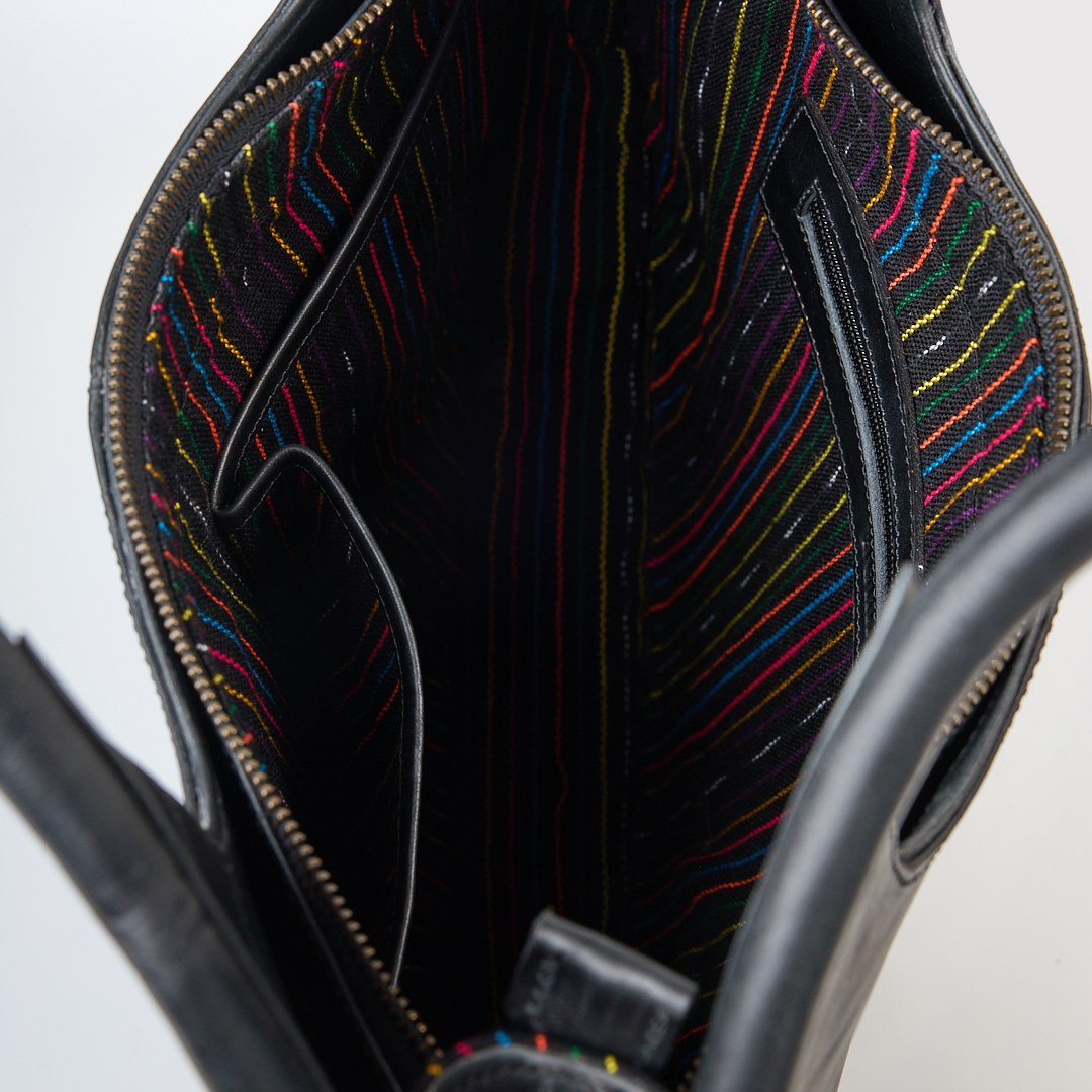 Carmen Round Leather Tote in Black - Image 6